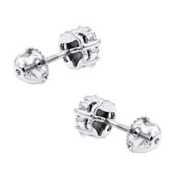14K White Gold Round Prong Diamond Cluster Earrings 0.63ct -Jewelry Sales Store 14k gold round prong diamond cluster earrings 063ct p 5811 backwh