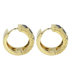 14K White Gold Single Men's Diamond Earring Unique Small Black Diamond Hoop 1.5ct -Jewelry Sales Store 14k gold single mens diamond earring unique small black diamond hoop 1 5ct back yellow 1