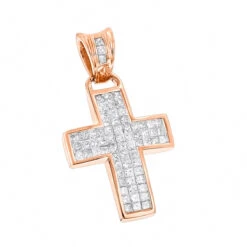 Unique 14K White Gold Small Diamond Cross Pendant 1.1ct Princess Cut Diamonds -Jewelry Sales Store 14k gold small diamond cross pendant 150ct p 40105 ro