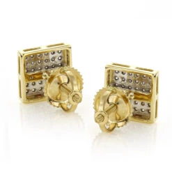 14K Yellow Gold Square Shaped Diamond Stud Earrings 0.41ct -Jewelry Sales Store 14k gold square shaped diamond stud earrings 041ct p 5934 backye