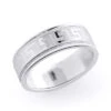 14K White Gold Textured Wedding Band For Men