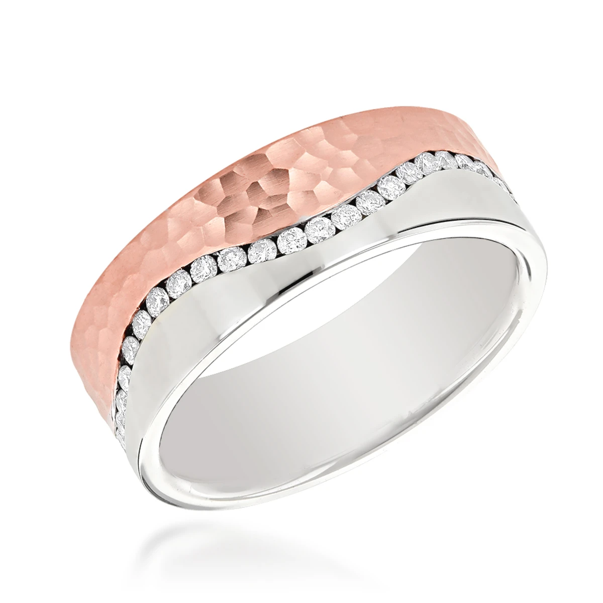 14K Yellow Gold Two Tone Men's Diamond Eternity Band Designer Ring By Luxurman 3 14K Yellow Gold Two Tone Men's Diamond Eternity Band Designer Ring By Luxurman - Image 3