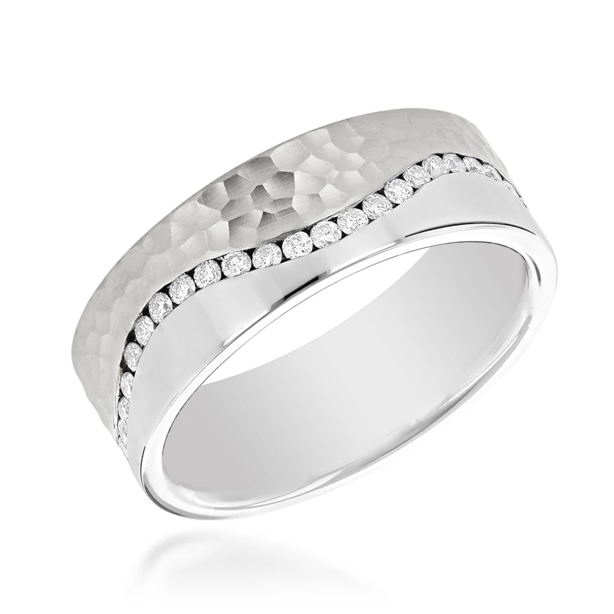 14K Yellow Gold Two Tone Men's Diamond Eternity Band Designer Ring By Luxurman 2 14K Yellow Gold Two Tone Men's Diamond Eternity Band Designer Ring By Luxurman - Image 2