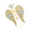 14K White/Yellow Gold Unique Angel Wings Diamond Cross Pendant With Crown 0.4ct