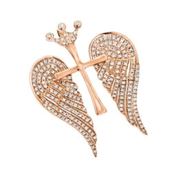 14K White/Yellow Gold Unique Angel Wings Diamond Cross Pendant With Crown 0.4ct -Jewelry Sales Store 14k gold unique angel wings diamond cross pendant with crown 05ct ro 2