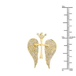 14K White/Yellow Gold Unique Angel Wings Diamond Cross Pendant With Crown 0.4ct -Jewelry Sales Store 14k gold unique angel wings diamond cross pendant with crown 05ct rulerye 2