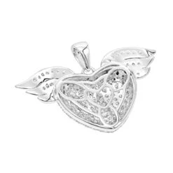 14K White Gold Unique Diamond Heart With Angels Wings Ladies Pendant 1ct 9 14K White Gold Unique Diamond Heart With Angels Wings Ladies Pendant 1ct -Jewelry Sales Store 14k gold unique diamond heart with angels wings ladies pendant 1ct backwh