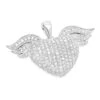 14K White Gold Unique Diamond Heart With Angels Wings Ladies Pendant 1ct