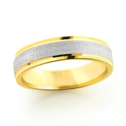 14K Yellow Gold Urbane Wedding Band For Men 5mm
