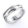 14K White Gold Wave Wedding Band For Men