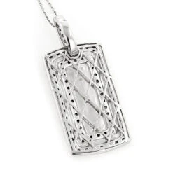 14K White Gold White Black Diamond Dog Tag Pendant 1.34ct -Jewelry Sales Store 14k gold white black diamond dog tag pendant 134ct p 7203 backwh