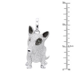 14K White Gold White Black Diamond Mini Bull Terrier Dog Pendant 3.85ct -Jewelry Sales Store 14k gold white black diamond mini bull terrier dog pendant 385ct rulerwh