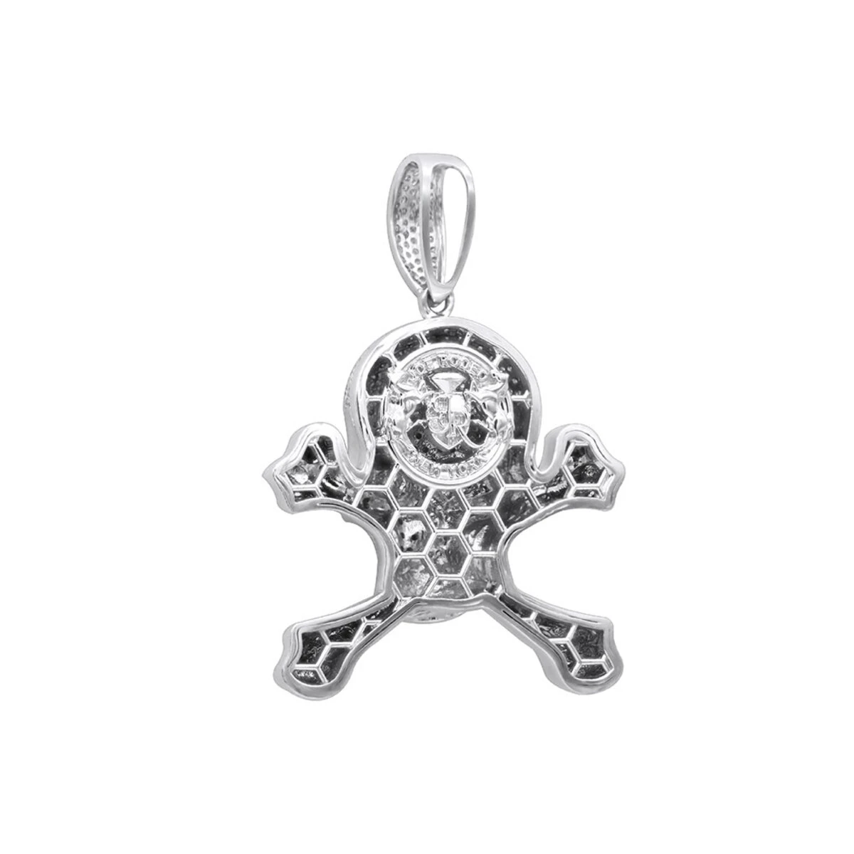 14K White Gold White Yellow Diamond Skull Pendant 10.62ct 4 14K White Gold White Yellow Diamond Skull Pendant 10.62ct - Image 4