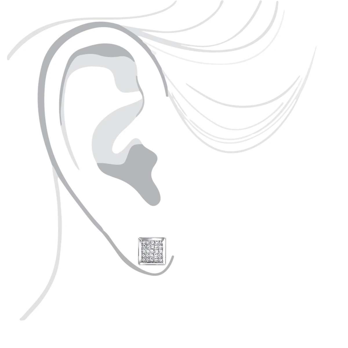 14K White Gold Invisible Set Princess Diamond Stud Earrings 0.55ct 5 14K White Gold Invisible Set Princess Diamond Stud Earrings 0.55ct - Image 5