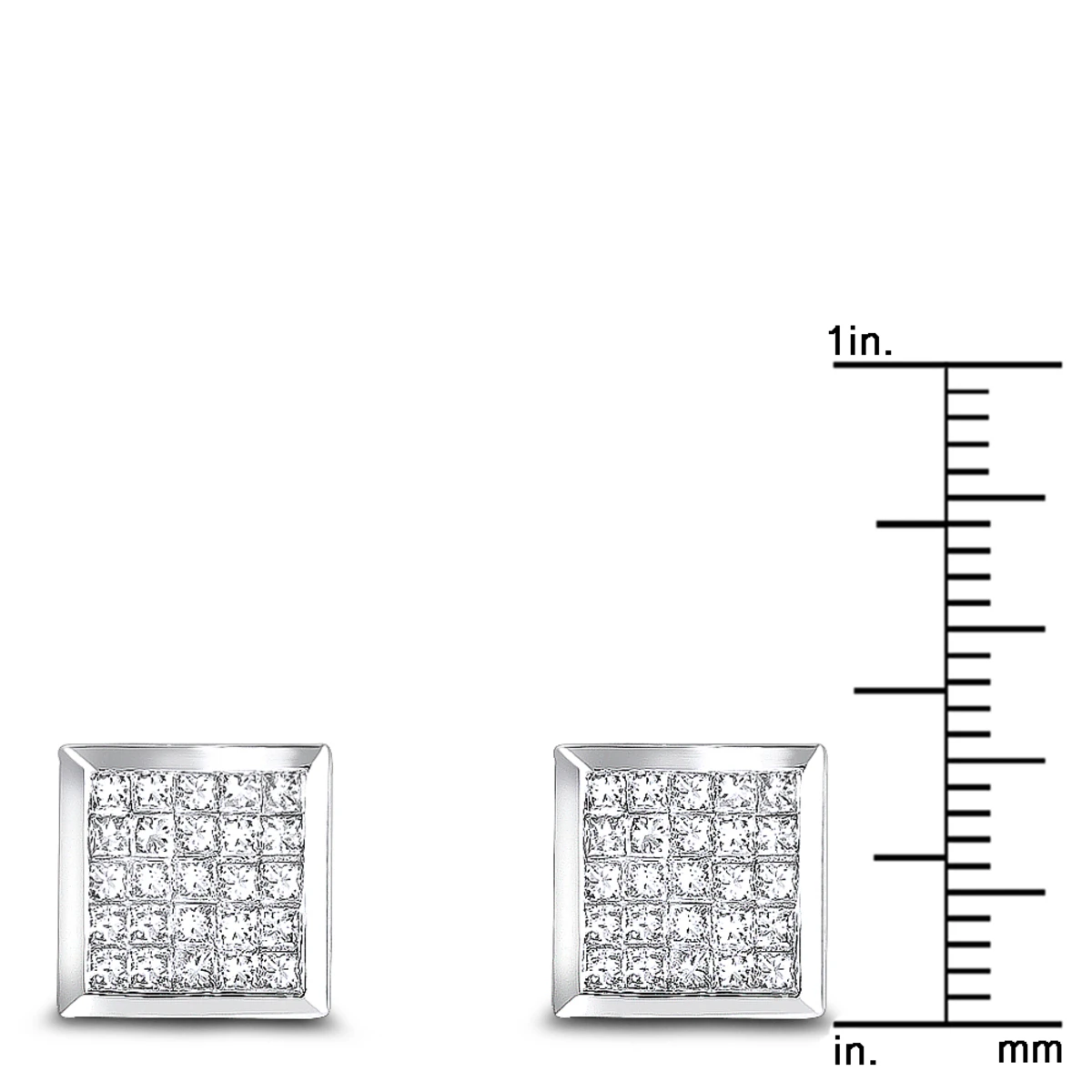 14K White Gold Invisible Set Princess Diamond Stud Earrings 0.55ct 6 14K White Gold Invisible Set Princess Diamond Stud Earrings 0.55ct - Image 6