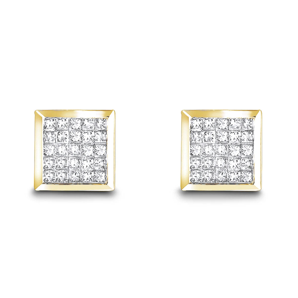 14K White Gold Invisible Set Princess Diamond Stud Earrings 0.55ct 2 14K White Gold Invisible Set Princess Diamond Stud Earrings 0.55ct - Image 2