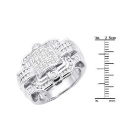 14K White Gold Men's Designer Diamond Ring Princess Round 2.16ct -Jewelry Sales Store 14k mens designer diamond ring princess round 216ct p 6340 rulerwh