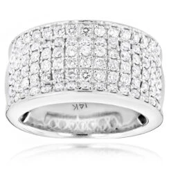 14K White Gold Men's Designer Diamond Wedding Band 2.05ct