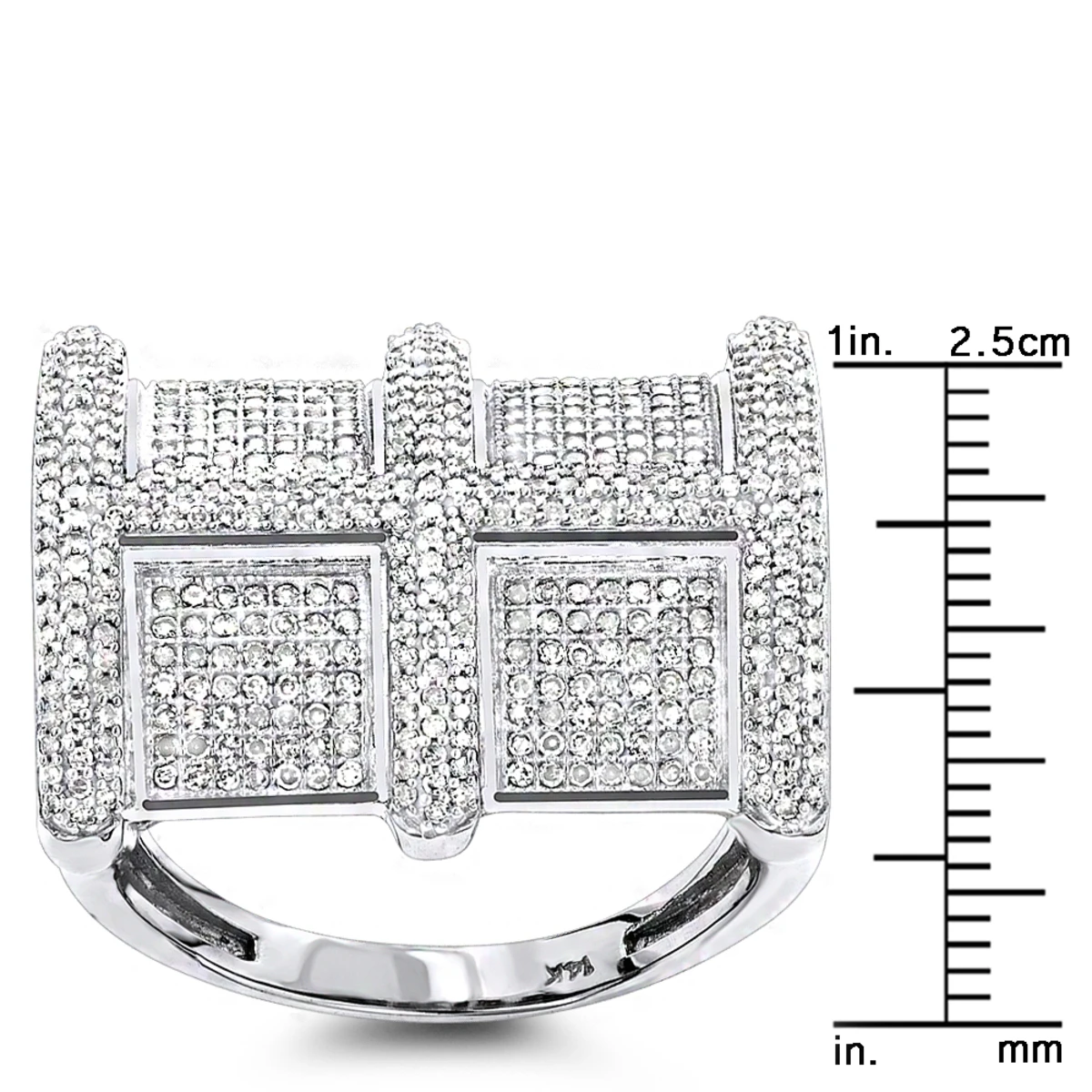 14K White Gold Men's Genuine Diamond Ring 1.20ct 5 14K White Gold Men's Genuine Diamond Ring 1.20ct - Image 5