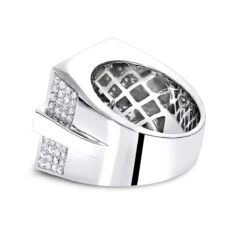 14K White Gold Men's Pave Diamond Ring 4 Carats Of Diamonds -Jewelry Sales Store 14k mens pave diamond ring 610ct p 40394 backwh