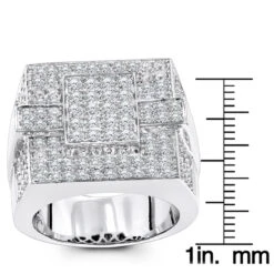 14K White Gold Men's Pave Diamond Ring 4 Carats Of Diamonds -Jewelry Sales Store 14k mens pave diamond ring 610ct p 40394 rulerwh