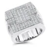14K White Gold Men's Pave Diamond Ring 4 Carats Of Diamonds