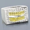 14K White Gold Men's White Yellow Diamond Ring 2.05ct