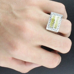 14K White Gold Men's White Yellow Diamond Ring 2.05ct -Jewelry Sales Store 14k mens white yellow diamond ring 205ct p 35863bod