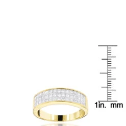 14K Yellow Gold Princess Cut Diamond Wedding Band Invisible Set Ring 1.25ct -Jewelry Sales Store 14k princess cut diamond wedding band 136ct p 38035 rulerye