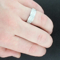 14K Yellow Gold Princess Cut Diamond Wedding Band Invisible Set Ring 1.25ct -Jewelry Sales Store 14k princess cut diamond wedding band 136ct p 38035bod