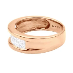 14K Yellow Gold Princess Cut Invisible Diamond Wedding Band 1.16ct -Jewelry Sales Store 14k princess cut invisible diamond wedding band 116ct p 6328 back rose
