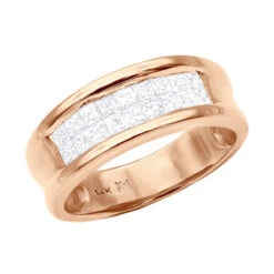 14K Yellow Gold Princess Cut Invisible Diamond Wedding Band 1.16ct -Jewelry Sales Store 14k princess cut invisible diamond wedding band 116ct p 6328 rose
