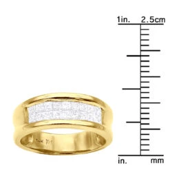 14K Yellow Gold Princess Cut Invisible Diamond Wedding Band 1.16ct -Jewelry Sales Store 14k princess cut invisible diamond wedding band 116ct p 6328 ruler yellow
