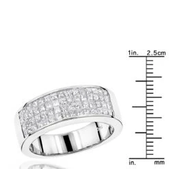 14K White Gold Princess Cut Invisible Diamond Wedding Band 1.84ct -Jewelry Sales Store 14k princess cut invisible diamond wedding band 184 p 22383 rulerwh