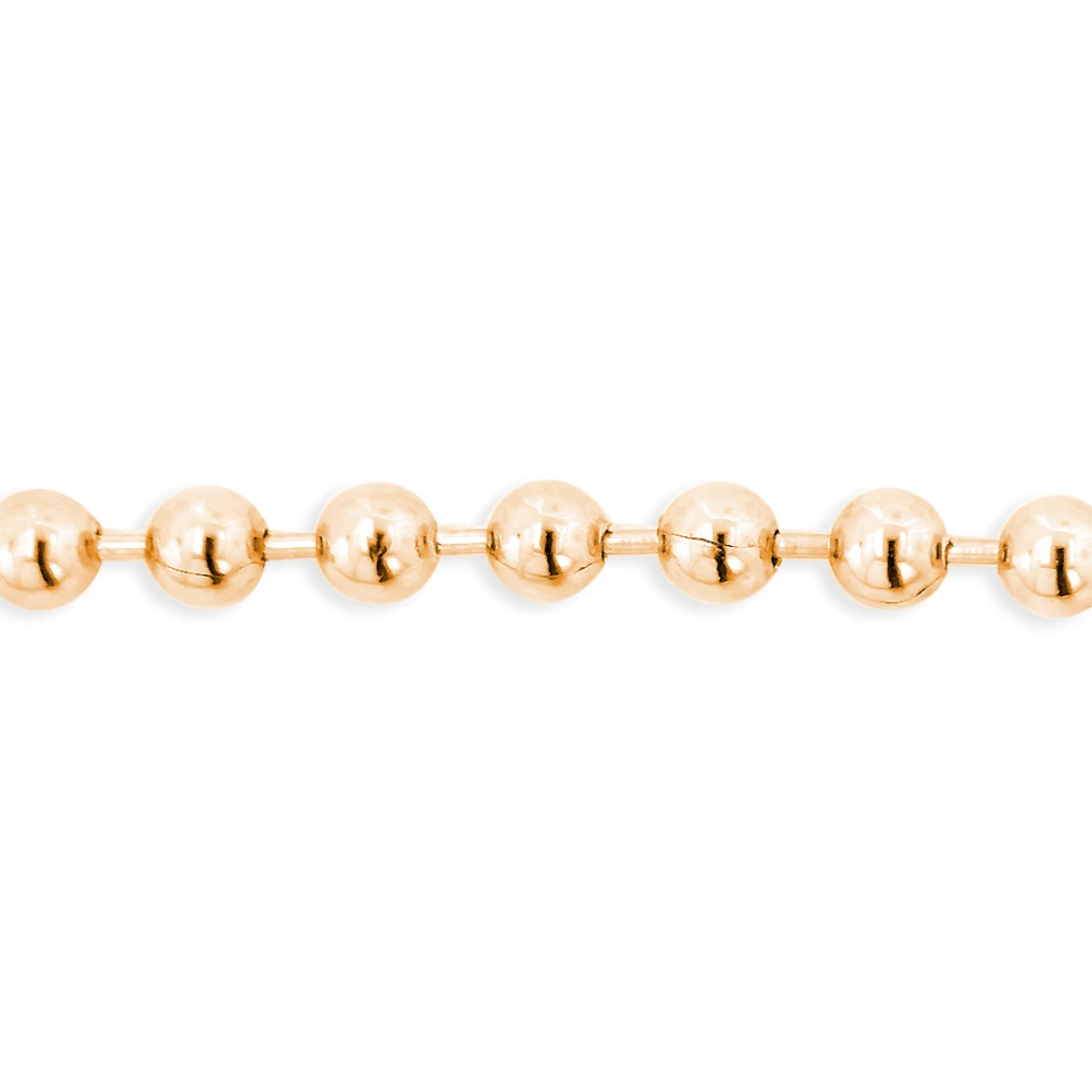 Men's 14K Rose Gold Bead Chain Bracelet 5mm 7.5in-9in 2 Men's 14K Rose Gold Bead Chain Bracelet 5mm 7.5in-9in - Image 2
