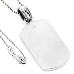14K White Gold Diamond Dog Tag Pendant 0.22ct -Jewelry Sales Store 14k solid gold diamond dog tag pendant 022ct p 6167 backwh