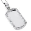 14K White Gold Diamond Dog Tag Pendant 0.22ct