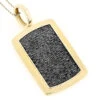 14K Yellow Gold Dog Tag Pendant With Black Diamonds 3.25