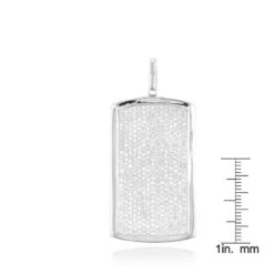 Iced Out 14K White Gold Dog Tag Pendant With Diamonds 2ct -Jewelry Sales Store 14k solid gold dog tag pendant with diamonds 199ct p 6990 rulerwh