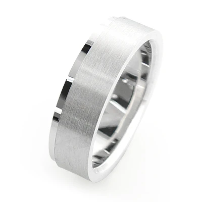 Solid 14K White Gold Men's Cosmopolitan Wedding Band 2 Solid 14K White Gold Men's Cosmopolitan Wedding Band - Image 2