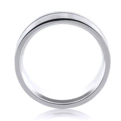 Solid 14K White Gold One Line Men's Wedding Band -Jewelry Sales Store 14k solid gold one line mens wedding band 4