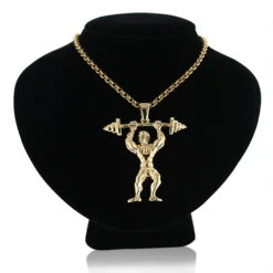 14K Yellow Gold Weightlifting Pendant Sports Charm 6 14K Yellow Gold Weightlifting Pendant Sports Charm -Jewelry Sales Store 14k solid gold weightlifting pendant sports charm 3