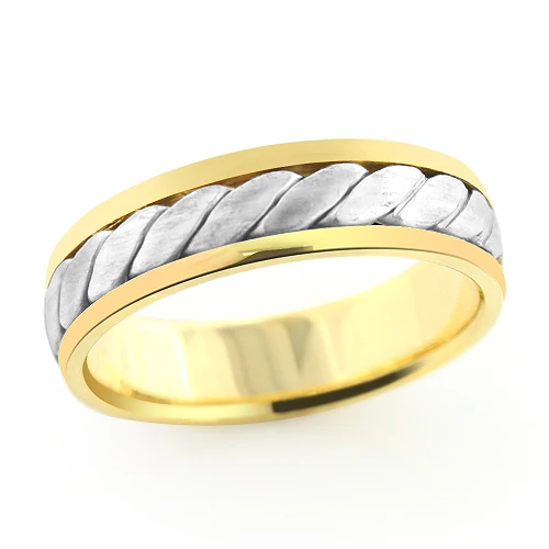 Solid 14K Yellow Gold Woven Wedding Band For Men 1 Solid 14K Yellow Gold Woven Wedding Band For Men