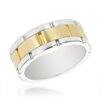 Two Tone 14K Yellow Gold Men's Wedding Band Comfort Fit