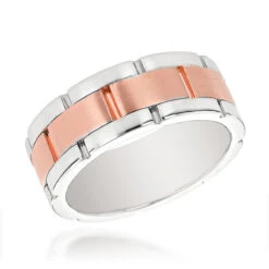 Two Tone 14K Yellow Gold Men's Wedding Band Comfort Fit -Jewelry Sales Store 14k two tone gold mens wedding band comfort fit ro