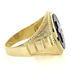 14K Yellow Gold Black Onyx Men's Ring Cross Detail -Jewelry Sales Store 14k white gold black onyx mens ring cross detail p 6347 backye
