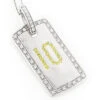 14K White Gold White Yellow Diamond Number 10 Dog Tag Pendant 1.60