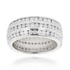 18K White Gold 3-Row Diamond Eternity Band Ring 4.50ct