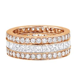 18K White Gold Round & Princess Diamond 5 Carat Eternity/Anniversary Band -Jewelry Sales Store 18k gold diamond eternity rings collection item 5ctw p 23030 backro