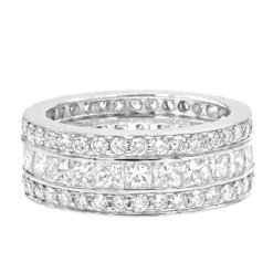 18K White Gold Round & Princess Diamond 5 Carat Eternity/Anniversary Band -Jewelry Sales Store 18k gold diamond eternity rings collection item 5ctw p 23030 backwh